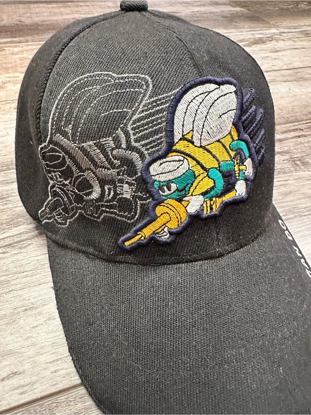 Black United States Navy Baseball Cap with Embroidered Bee Motif